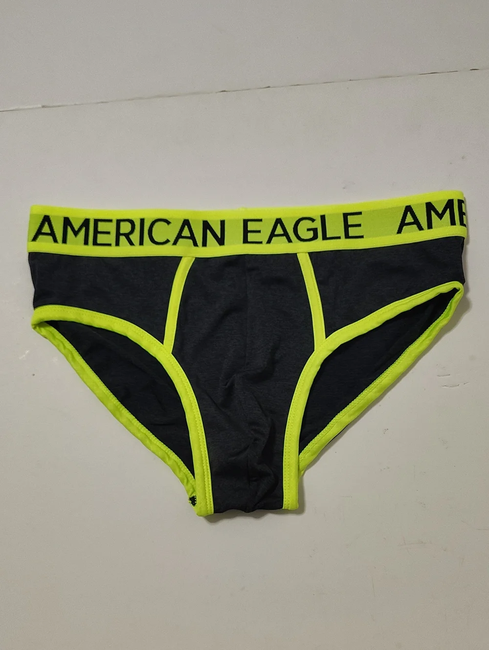 Rare Vintage American Eagle Black & Neon Yellow Brief - Size S
